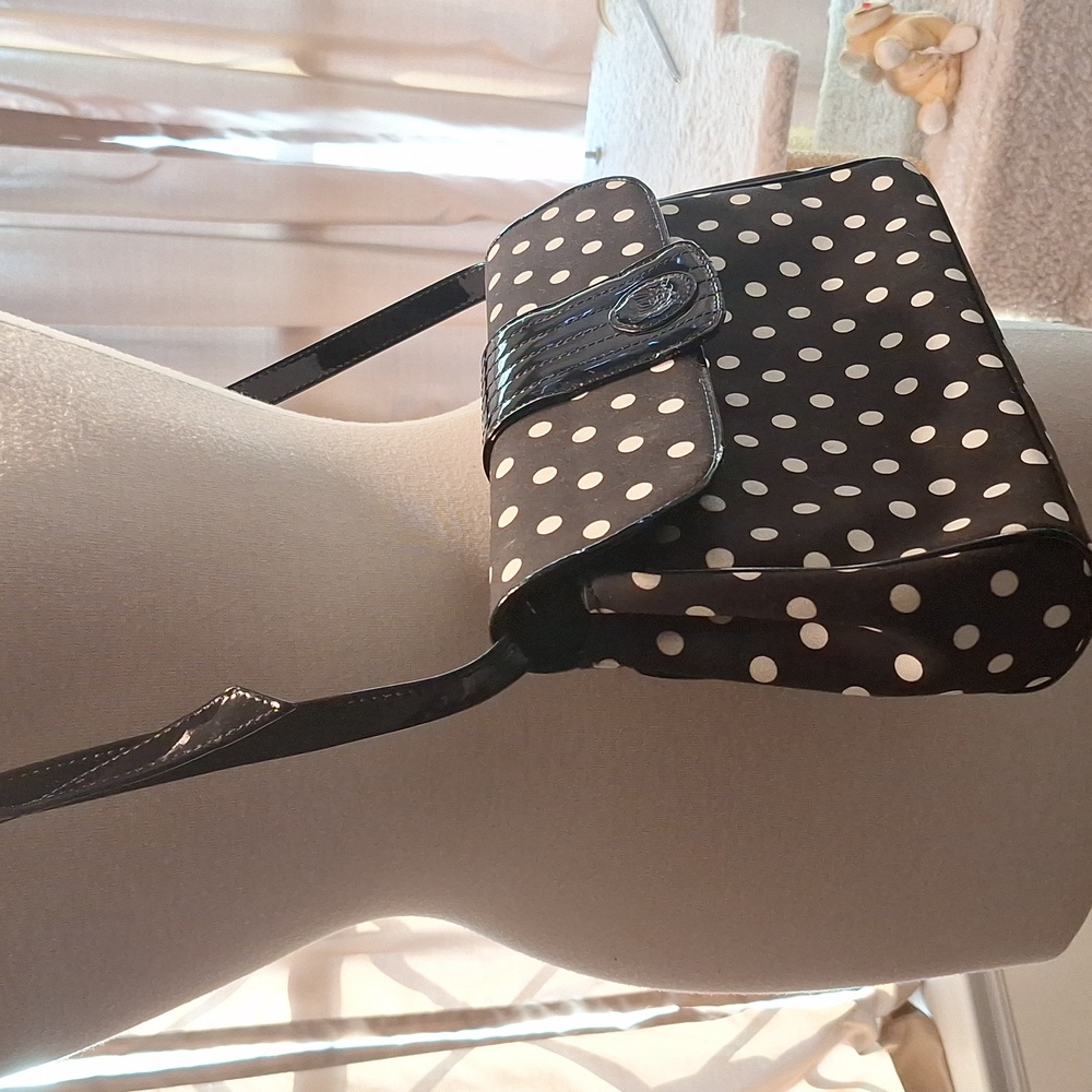 💜VINTAGE💜 LIZ CLAIBORNE Black & White Polka Dot Envelope Purse a DEAL!!!